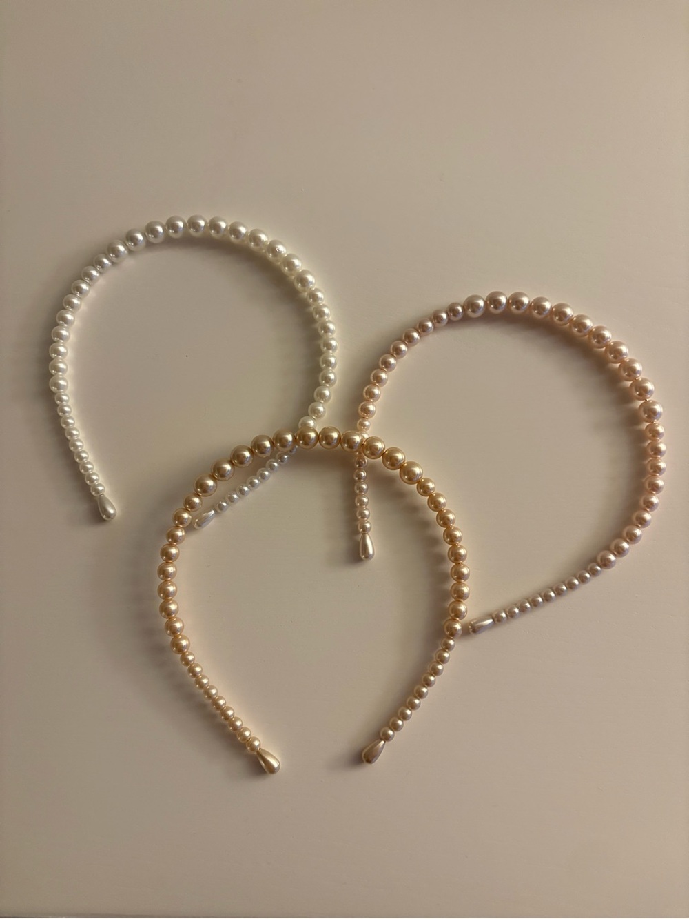 Pearl Beaded Headband - Cream, White, Champagne Anthropologie